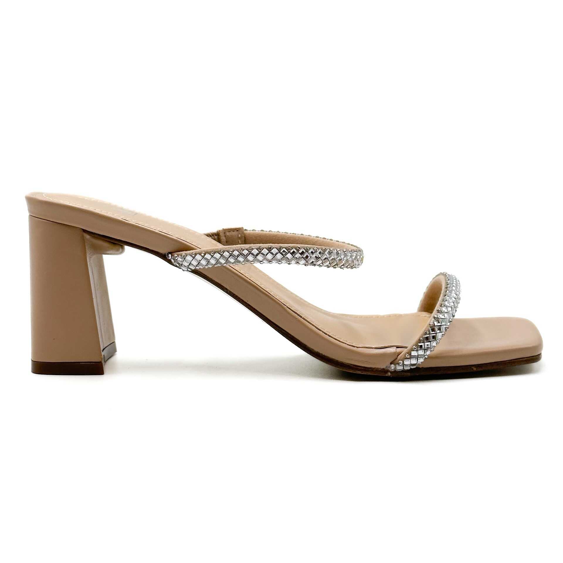 Mule Nude Diamantes